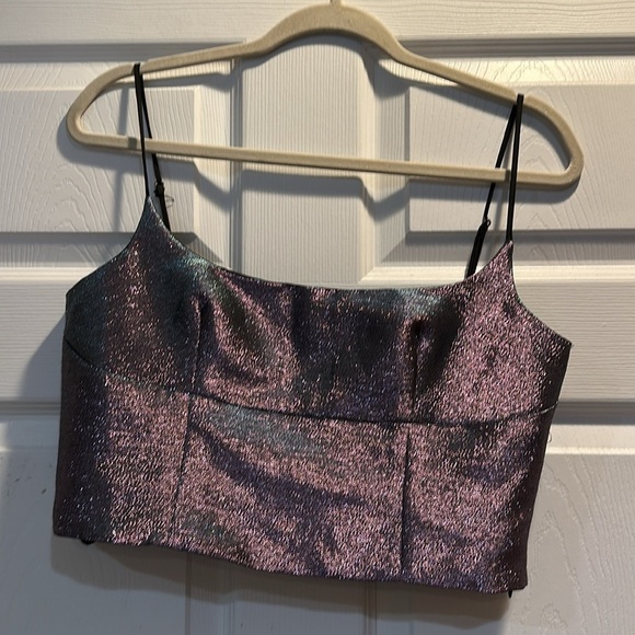 NWT! Superdown Revolve Metallic Bustier Corset Top L Sparkle - Picture 2 of 9